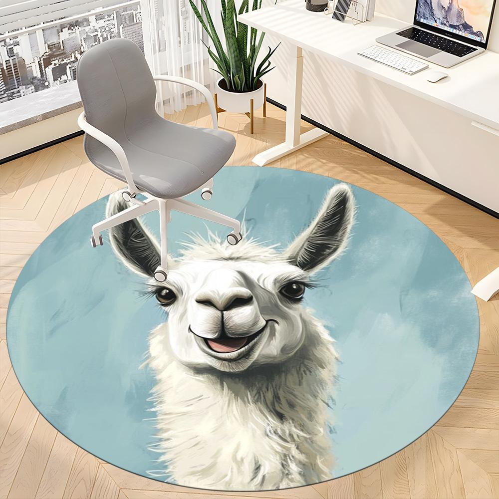 1pc Llama Art Print Chair Carpet for Office, Soft, Non-Slip Polyester Mat, Office, Living Room, Bedroom, Durable Polyester yy251207151