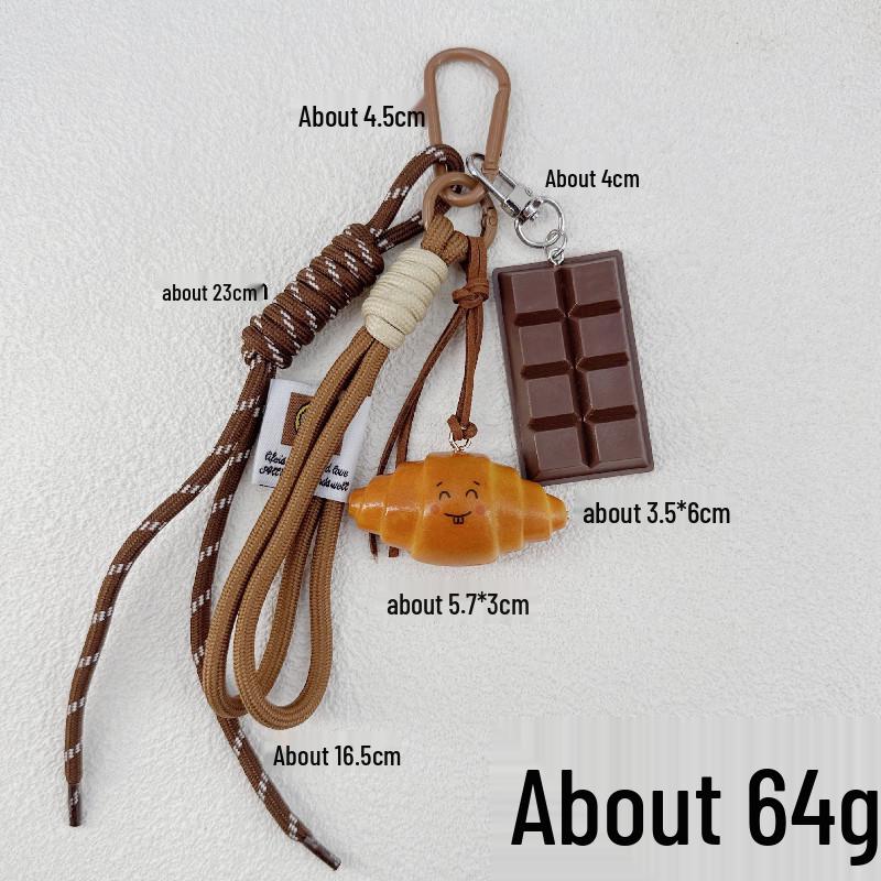 INS-Style Miu Series Alkaline Water Bread Bag - Cute Chocolate Pendant Jewelry Keychain