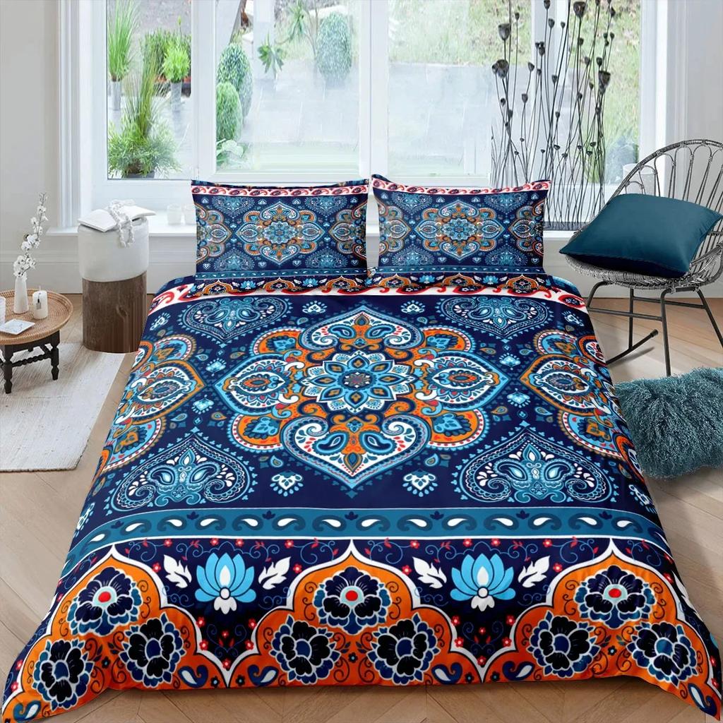 Luxury Boho Mandala Duvet Cover Set Bohemian Bedding Sets Mandala Print Comforter Cover King Size Double Bed Set Quilt Cover