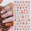 5D Nail Art Stickers Embossed Snowflake Snowman Bird Pattern Christmas Nail Stickers Nail Art Decor Decals