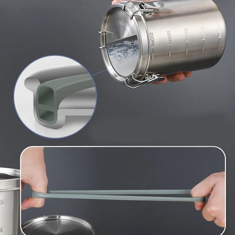 Резервуар для хранения из нержавеющей стали, герметичный резервуар для хранения продуктов, контейнер для хранения продуктов со шкалой, большой емкости, резервуар для хранения кофейных зерен, хлопьев и чая