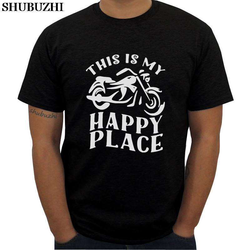 Unisex Cotton Tshirt Summer Fashion Short Sleeve Top Tees Male Tshirt Happy Place Motorcycle Unisexs Premium Tshirt