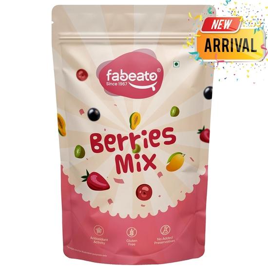 Fabeato 9-в-1 Premium Berries Mix 200 г | Богат антиоксидантами | Хороший источник пищевых волокон | Сушеная клюква, черная смородина, клубника, ягоды годжи