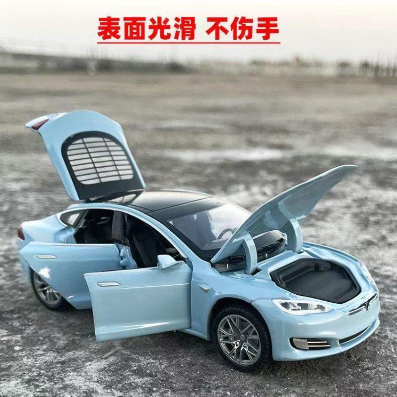 DQMN8 1/32 Tesla Model S 100D SUV Toy Car Model Diecast Alloy Metal Miniature Sound & Light Pull Back 1:32 Collection Gift For Boy Kid