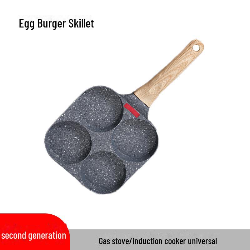 Non-Stick 4-Hole Breakfast Frying Pan for Eggs, Burgers, and Pancakes