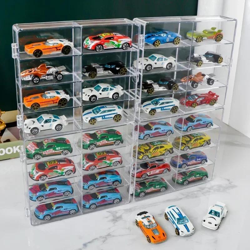 Acrylic Car Display Box 1:64 For Hot Wheels Car Model Toy 8 Grid Cabinet Rack Dustproof Stackable Car Storage Boxes Transparent