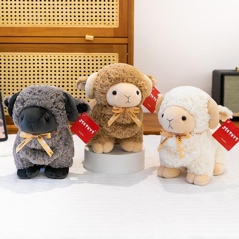 Jsqtoys Овечка Милая Плюшевая Кукла С Бантиком И ПП Хлопок Для Подарка Детям