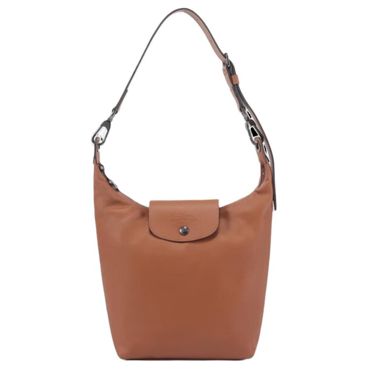 Longchamp Adjustable Detachable Shoulder Strap Flap Closure Leather Hobo Bag Women Bags Cognac 10286987504