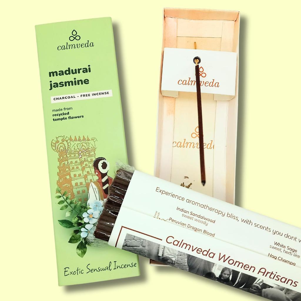 Madurai Jasmine Incense Sticks Exotic - Sensual Aroma 80 Incense Sticks