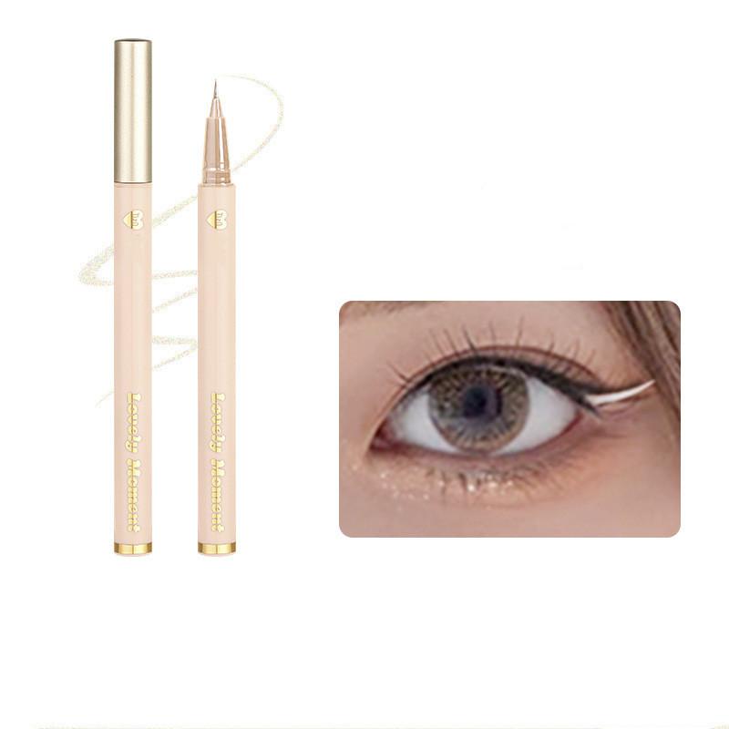 Small Silver Tube Eyeliner Black Dark Brown Berry Red Color Liquid Eyeliner Liquid Lying Silkworm Shadow Pen Suitable for Novice