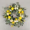 Artificial Lemon Wreath Green Leaves Wreath Home Decor Indoor Outdoor Spring Summer Wreath For Wall Window Party Decor