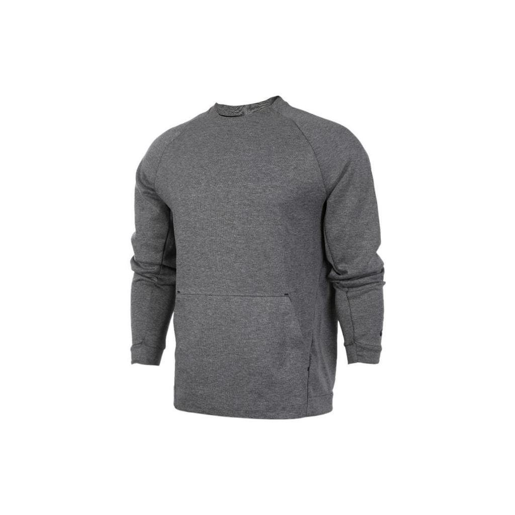 Nike Спортивная одежда Tech Fleece Kangaroo Pocket Crew Neck Sweatshirt Мужские топы Серый 805141-091