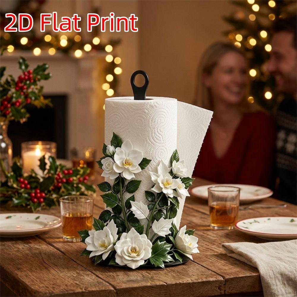 Freestanding Christmas Paper Towel Holder Acrylic Wood Base Kitchen Roll Dispenser Living Room