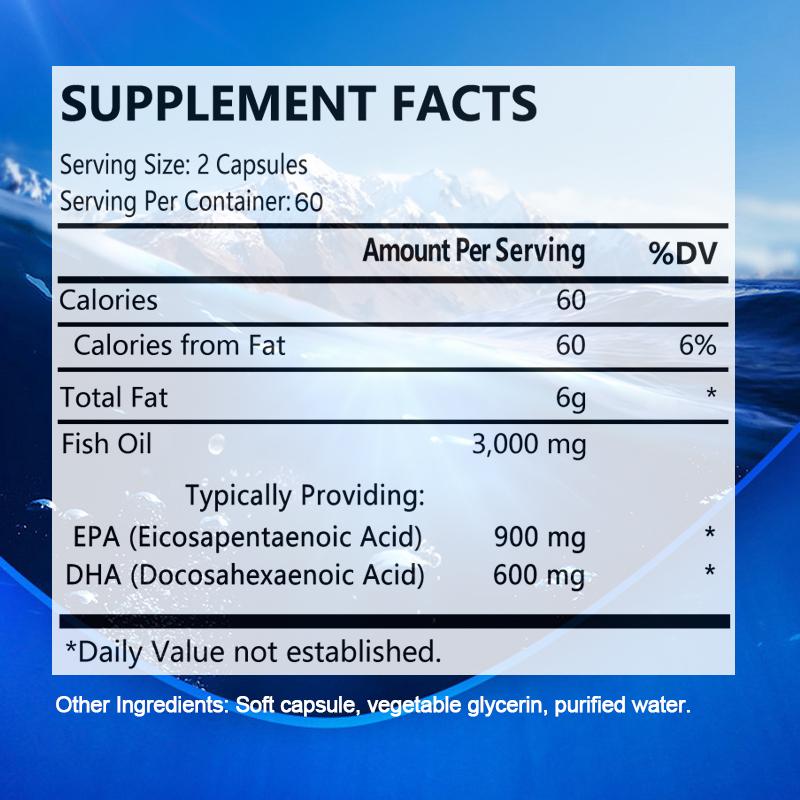 Bcuelov Deep Sea Fish Oil Soft Capsules contain 3000mg fish oil to enhance immunity 120 capsules