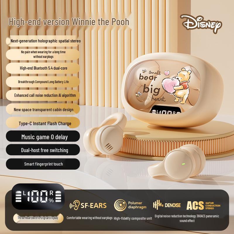 Disney Winnie the Pooh Wireless Bluetooth Earphones - Cartoon Mini, Half-in-Ear Design, Long Battery Life
