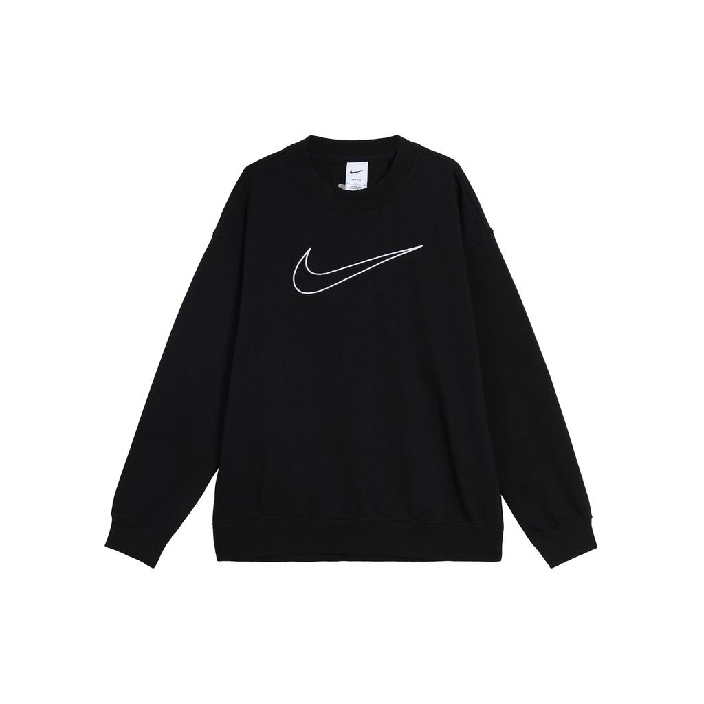 Nike Geometric Logo Print Crew Neck Sweatshirt Women Tops Black DQ5543-010