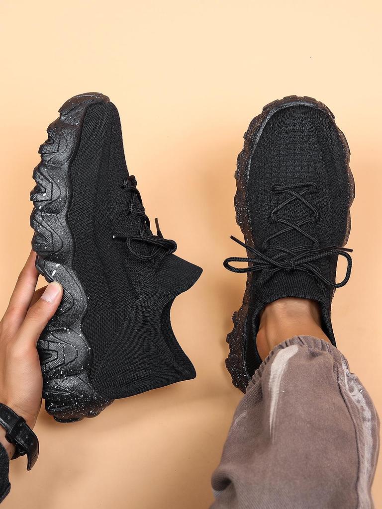 Мужские спортивные туфли больших размеров с дышащим носком из материала Flyknit - Повседневные кроссовки на шнуровке