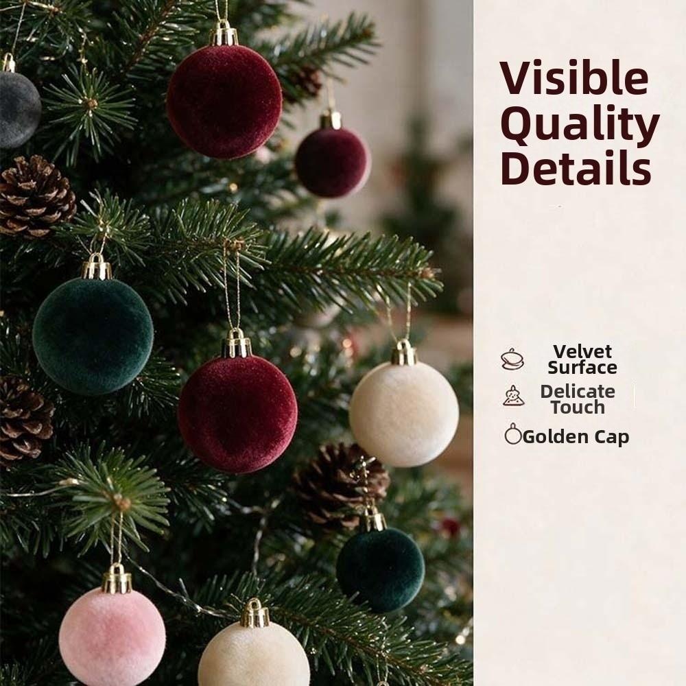 Creative Flocked Baubles Fluffy Velvet Ornaments Holiday Hangings Tree Pendants Room