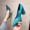 2025 Spring, Summer and Autumn New Women's Professional Leisure Simple Solid Color Pointed Head Light Mouth Thick Heel High Heel Fashion Shoes