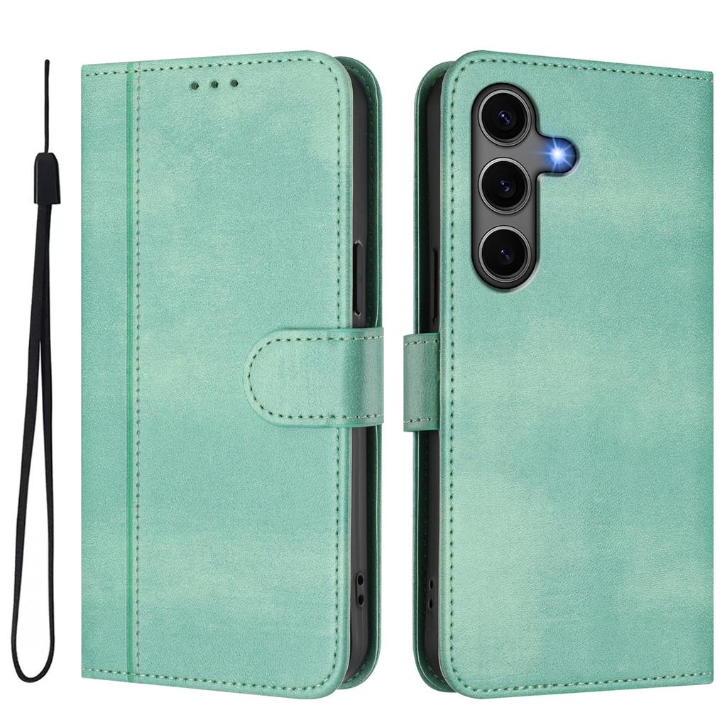 For Samsung Galaxy S24+/Galaxy S25+ Cases Wallet Stand Retro Texture Leather Phone Cover with Lanyard