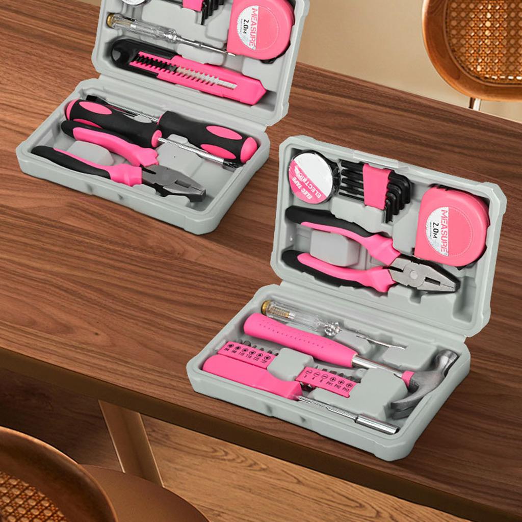 Набор бытовых инструментов 24 шт. Многоцелевой набор ручных инструментов для дома с кейсом, молоток и набор шестигранных ключей, изолента, отвертка, тестер, плоскогубцы, биты