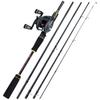 SOUGAYILANG Casting Fishing Rod Fishing Reel Combos 2.1m 2.4m EVA Handle Casting Fishing Rod Portable 5 Sections 12+1BB 6.3:1 Baitcasting Reel Set