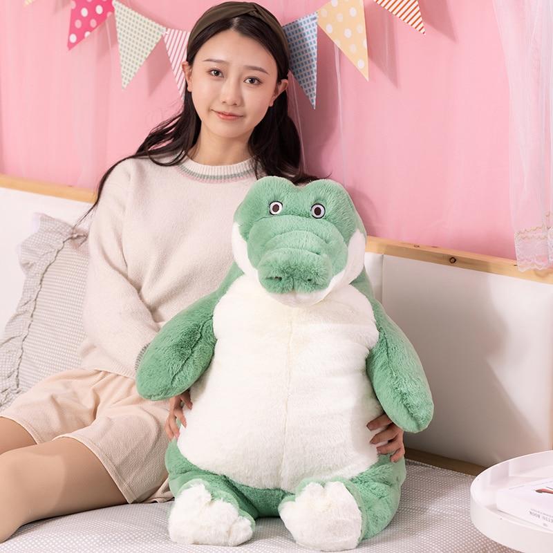 Cartoon Sitting Fat Crocodile Creative Fullfil Soft Plush Green Cute Pillow Gifts for Baby Kids