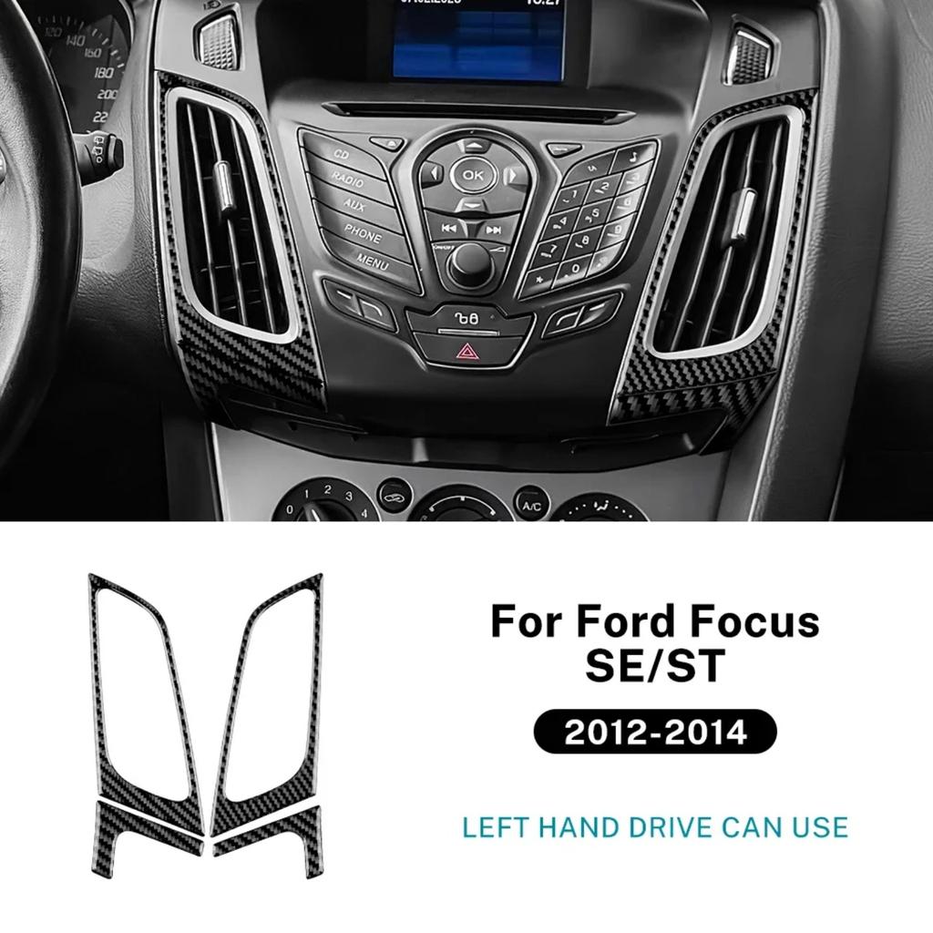For Ford Focus 2012 2013 2014 Carbon Fiber Center Air Vent Frame Anti Scratch Center Console Interior Protector Car Accessories
