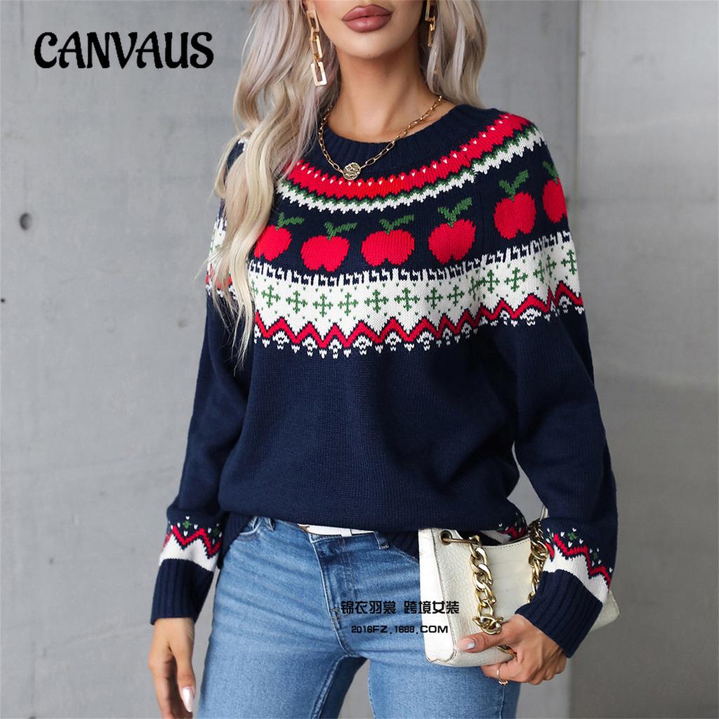 Autumn and Winter Women's Sweater Christmas Tree Printed Pullover Fashion Sweater