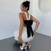 Новое популярное в TikTok платье в горошек, облегающее, с бретельками-бантами