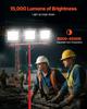 LED Work Light with Stand, 15000 Lumens, Three-Head Portable Camping Light with Individual Switch, Tripod Stand, 3.3 m Power Cord, for Indoor Outdoor