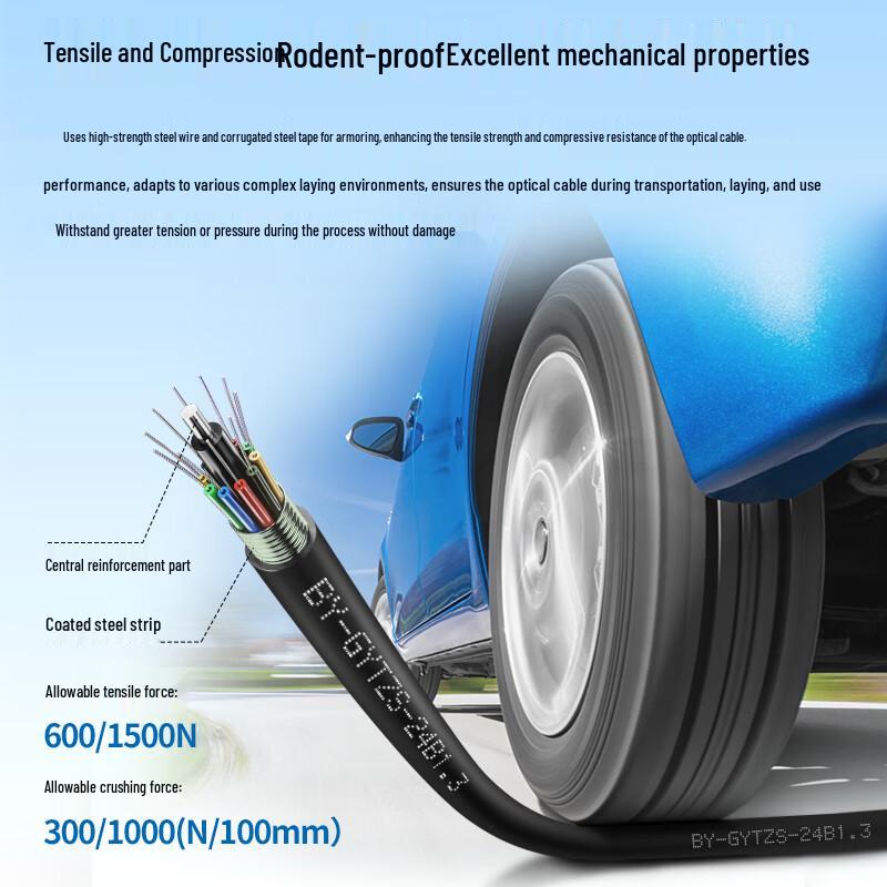 BOYANG Armored 24-Core Single-Mode Outdoor Flame-Retardant Optical Cable