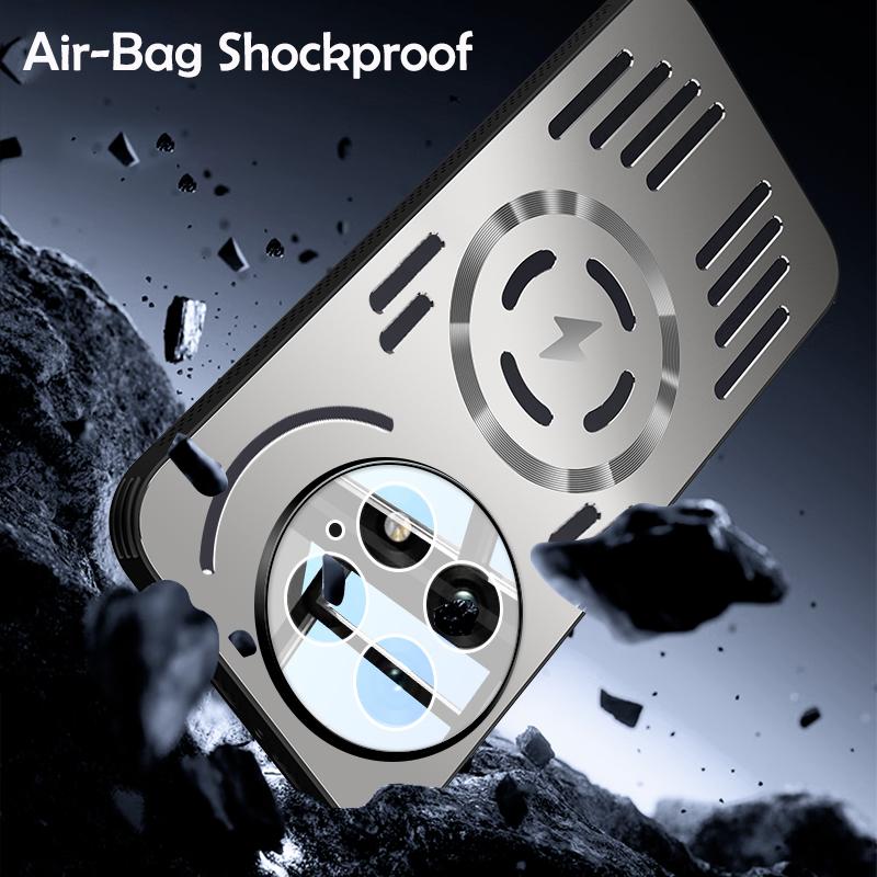 Жесткий металлический чехол для отвода тепла с магнитной беспроводной зарядкой для OnePlus 13 13R 12 One Plus 13 Крутой защитный чехол на заднюю панель