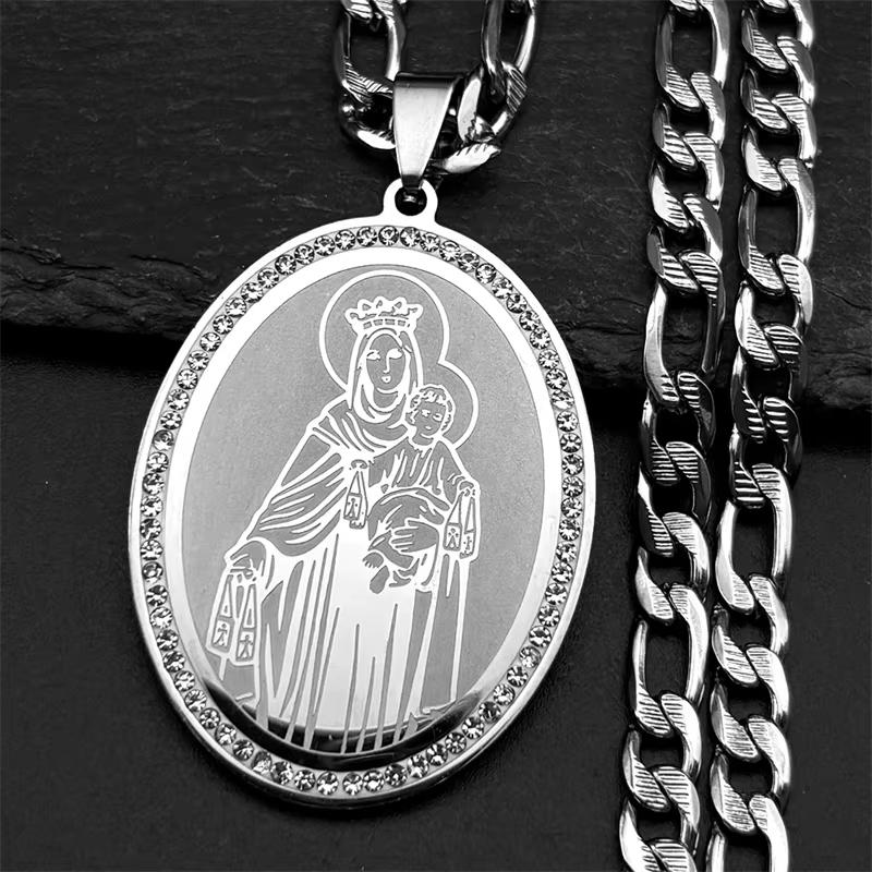 Classic Virgin Mary Pendant Necklace for Women Men Stainless Steel Gold Plated Catholic Mother Mary Necklaces Jewelry NZZZ140S05