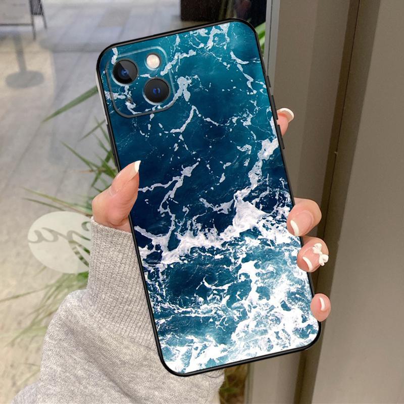 Синие Морские Волны Чехол для iPhone 17 Pro Max 16 15 13 12 11 14 Pro Max Plus 13 12 Mini 16e 17 Air Задняя Крышка