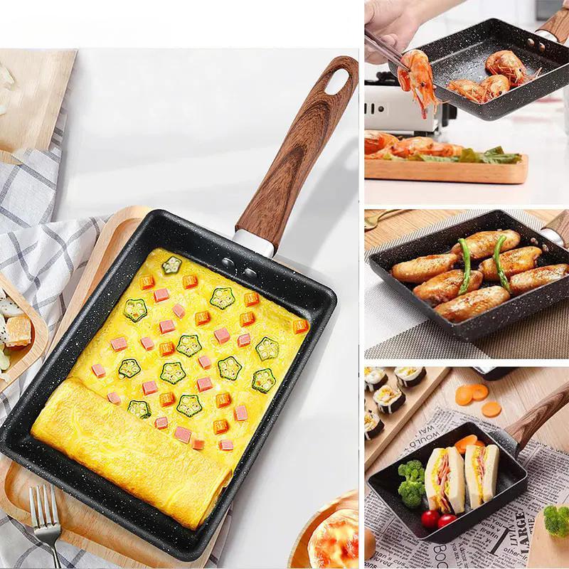 Japanese Omelette Pan Nonstick Egg Pan Skillet Rectangle Tamago Pan Small Egg Frying Pan with Cooking Tools