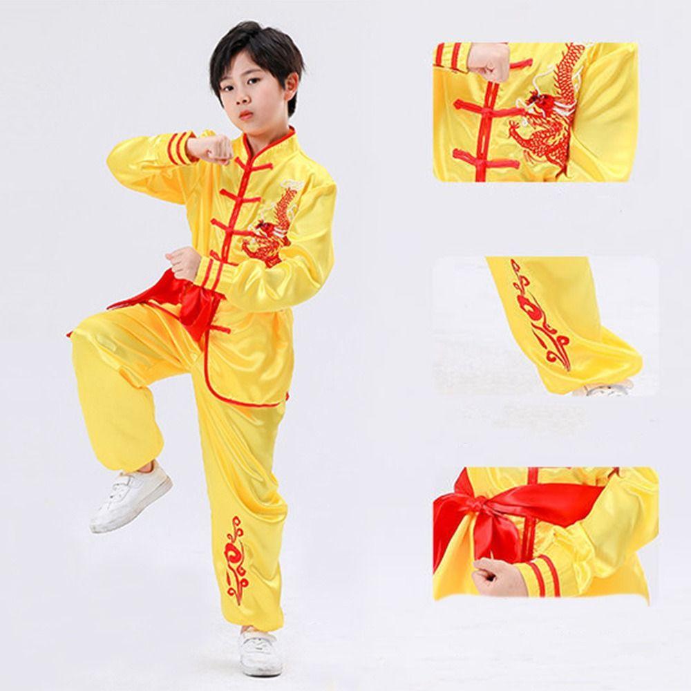 Traditional Wushu Costume Long Sleeves Tai Chi Uniform Fashion Kungfu Uniform Kids Boys Girls