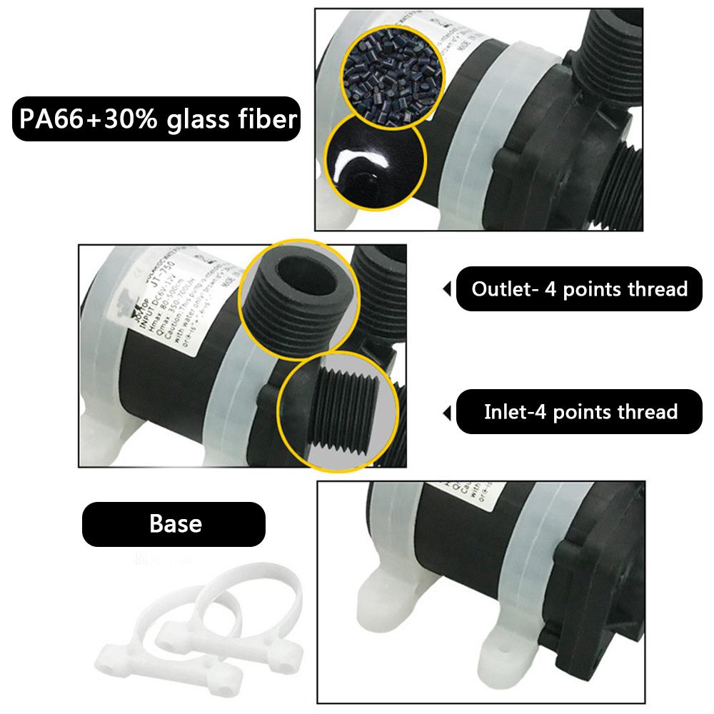 Водонепроницаемый водонагреватель с вилкой США, душ, подогрев пола, бустерный насос, бесщеточный солнечный мотор, водяной насос, бесшумный, 4 резьбовых соединения, постоянный ток 12 В 24 В