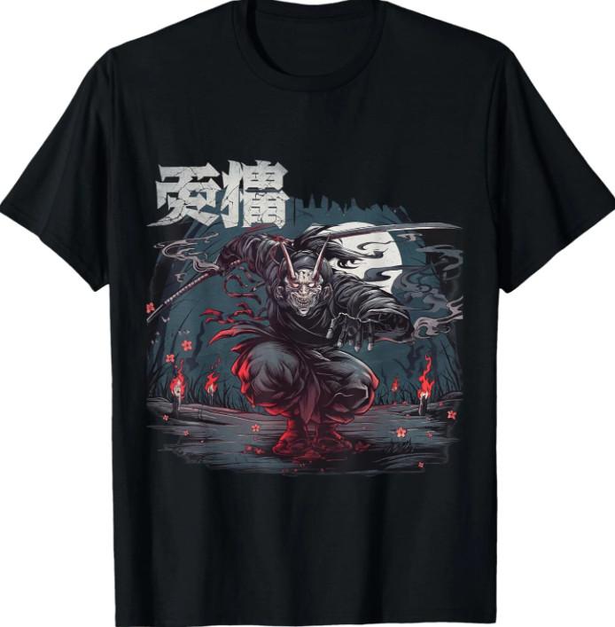 Koga Ninja Warrior – (Демонический О́ни) Японская футболка Шиноби T-T-Shirt