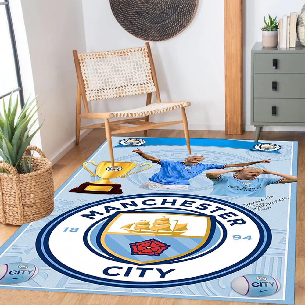Manchester City Customizable Name Area Rug Design for Balcony Study room Game Room Hallway Anti-slip Rug Anime Office Decor Perfect Gift for Women/Men