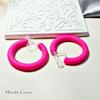 Серьги для женщин Популярные серьги Painless Pink Thick Large 40mm Hoop Earrings Серьги из смолы Miyabi Grace Miyabi Grace Не проколотые Не проколотые