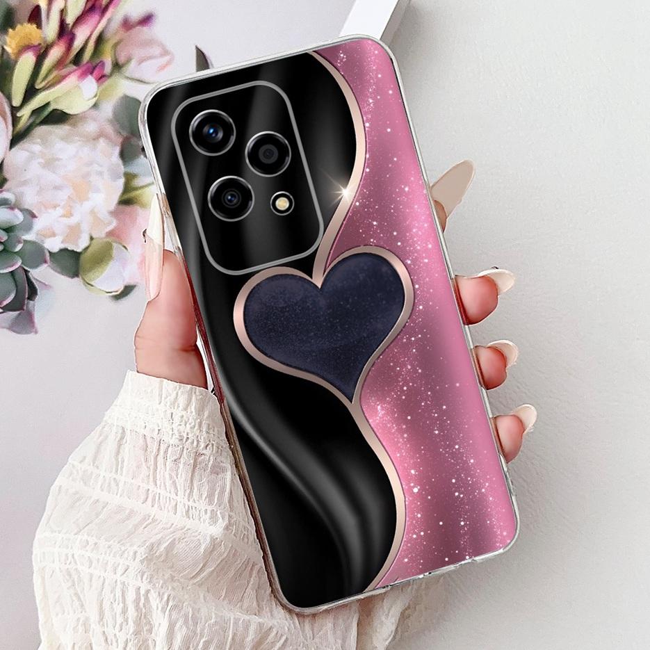 For Honor 200 Lite Case Cute Love Heart Butterfly Painted Cover Clear Silicone Phone Case For Honor 200 Lite 200Lite Soft Fundas