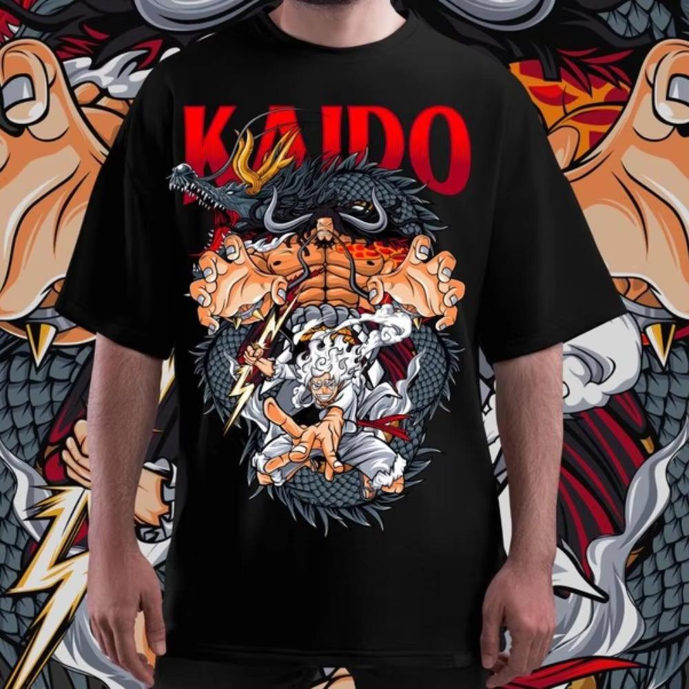 Unisex Anime Short Sleeve T-shirt with Front and Back Red-Haired Shanks Print from One Piece T-shirt