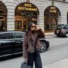 Coffee Brown Faux Fur Coat Womens Elegant Streetwear Outerwear Long Sleeve Round Neck 2025