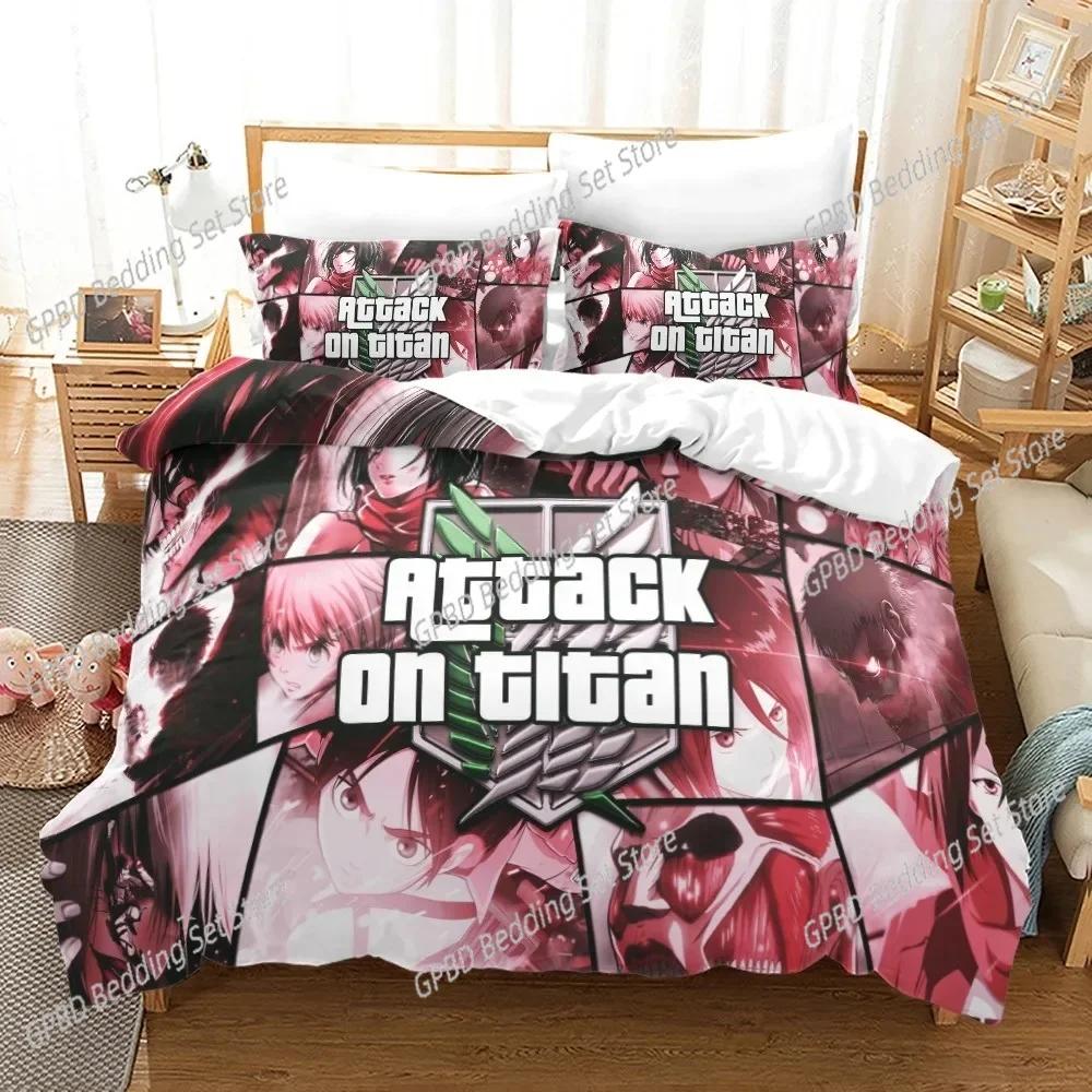3D Attack On Titan Comfortable Duvet Quilt Cover Pillowcase Bedding Set Children Bedroom Decoration Home Textile
