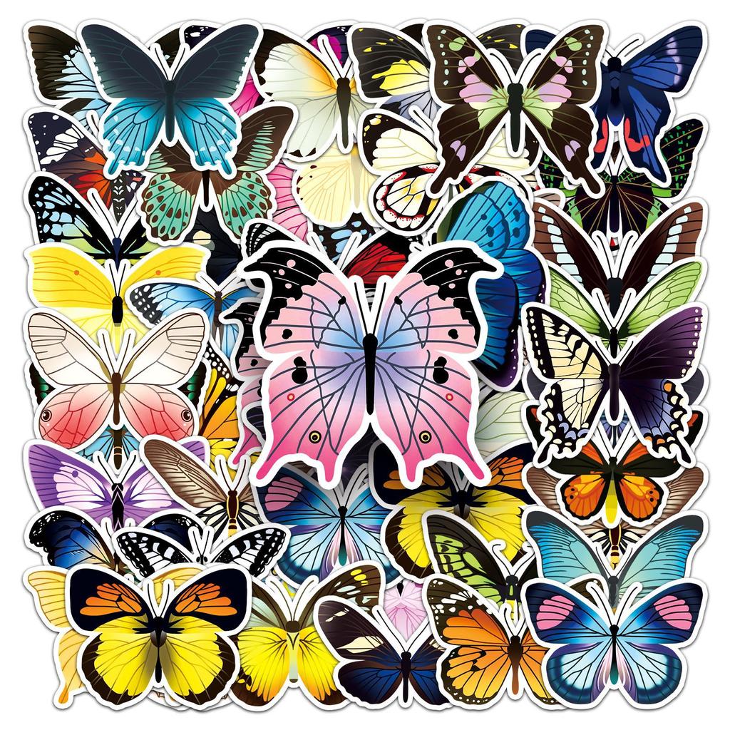 50 Butterfly Graffiti Personalized Insect Gauze Decorative Mobile Phone Case Suitcase Stickers
