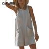 Повседневный комбинезон, летние свободные женские шорты с карманами без рукавов