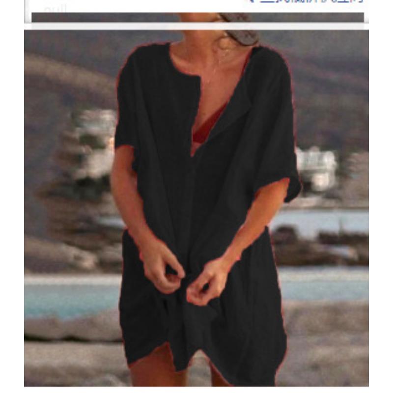 YYFS Женские модные повседневные летние весенние однотонные блузки и рубашки с v-образным вырезом и короткими рукавами с принтом