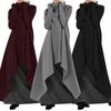 Autumn Women's Loose Irregular Solid Color Robe Sweatshirt High Neck Pullover Sweater Plus Size