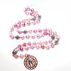 Catholic Heart Shaped Acrylic Beads Rosary Mary Blessing Rosary Prayer Necklace with Pendant Amulet Virgin Mary for Cross Pendant Rosary Necklace
